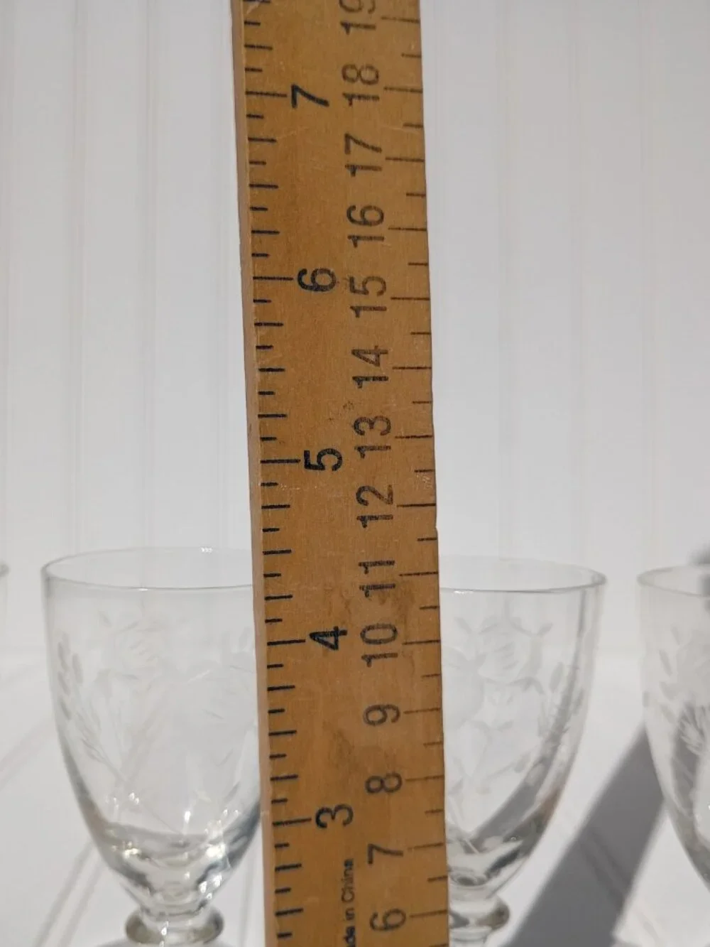 Vintage Frosted Rose Etched Miniature Wine Cordial Glasses Small Barware 4pc
